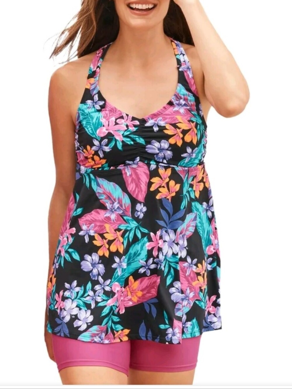 Swimsuits 365 Floral Tankini & Bicycle Shorts Swim Suit Set NWT Size: 20
